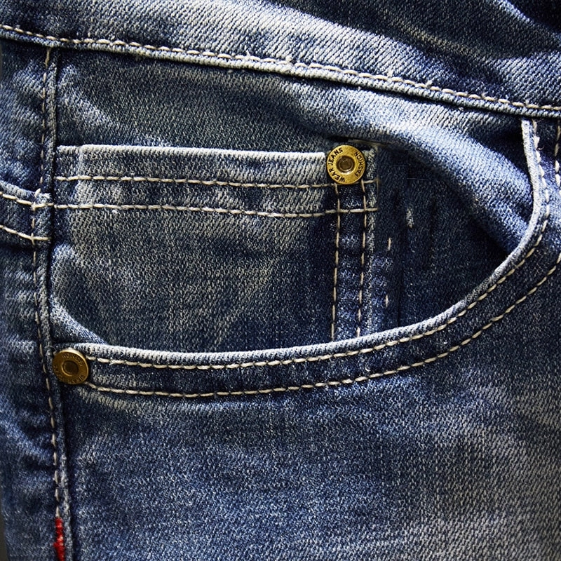 West Louis™ Frayed Hip Hop Distressed Casual Denim Jeans