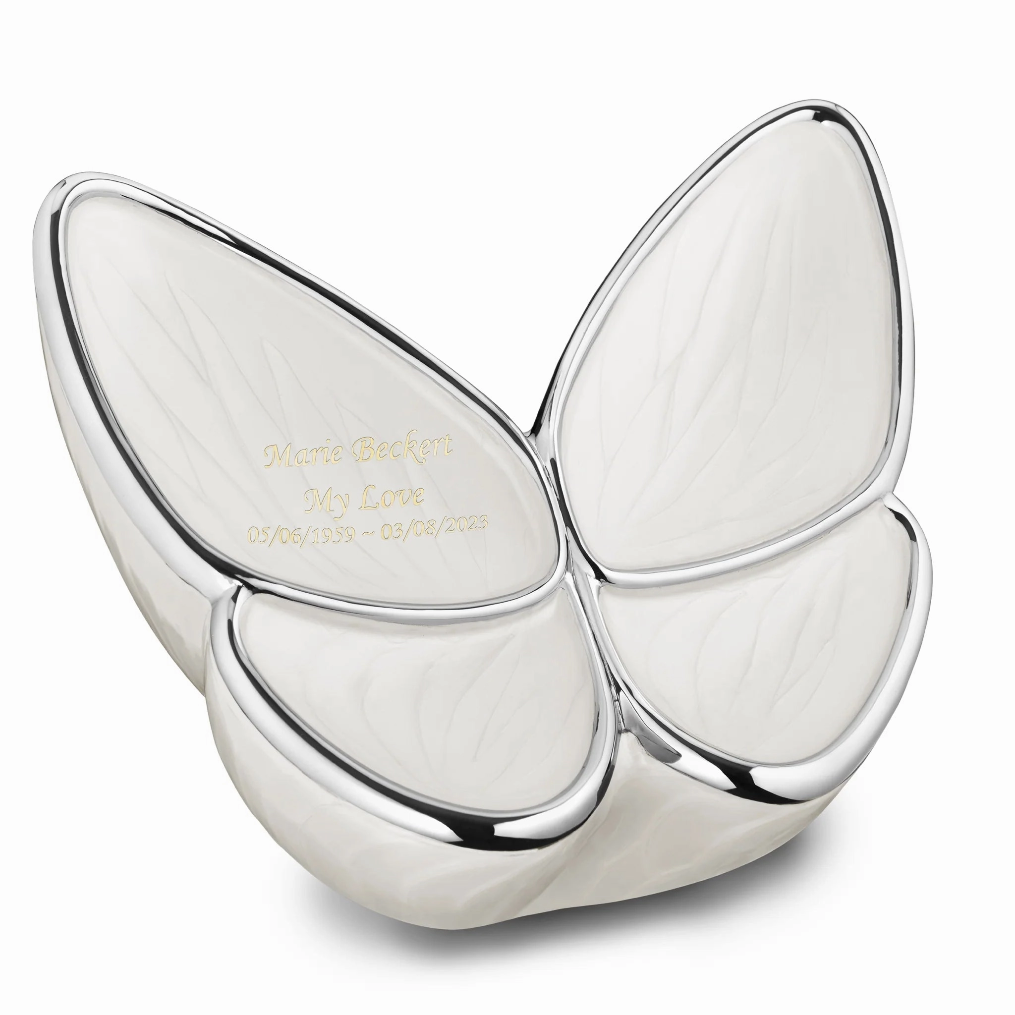 Wings of Hope Butterfly Cremation Urn in Pearl White