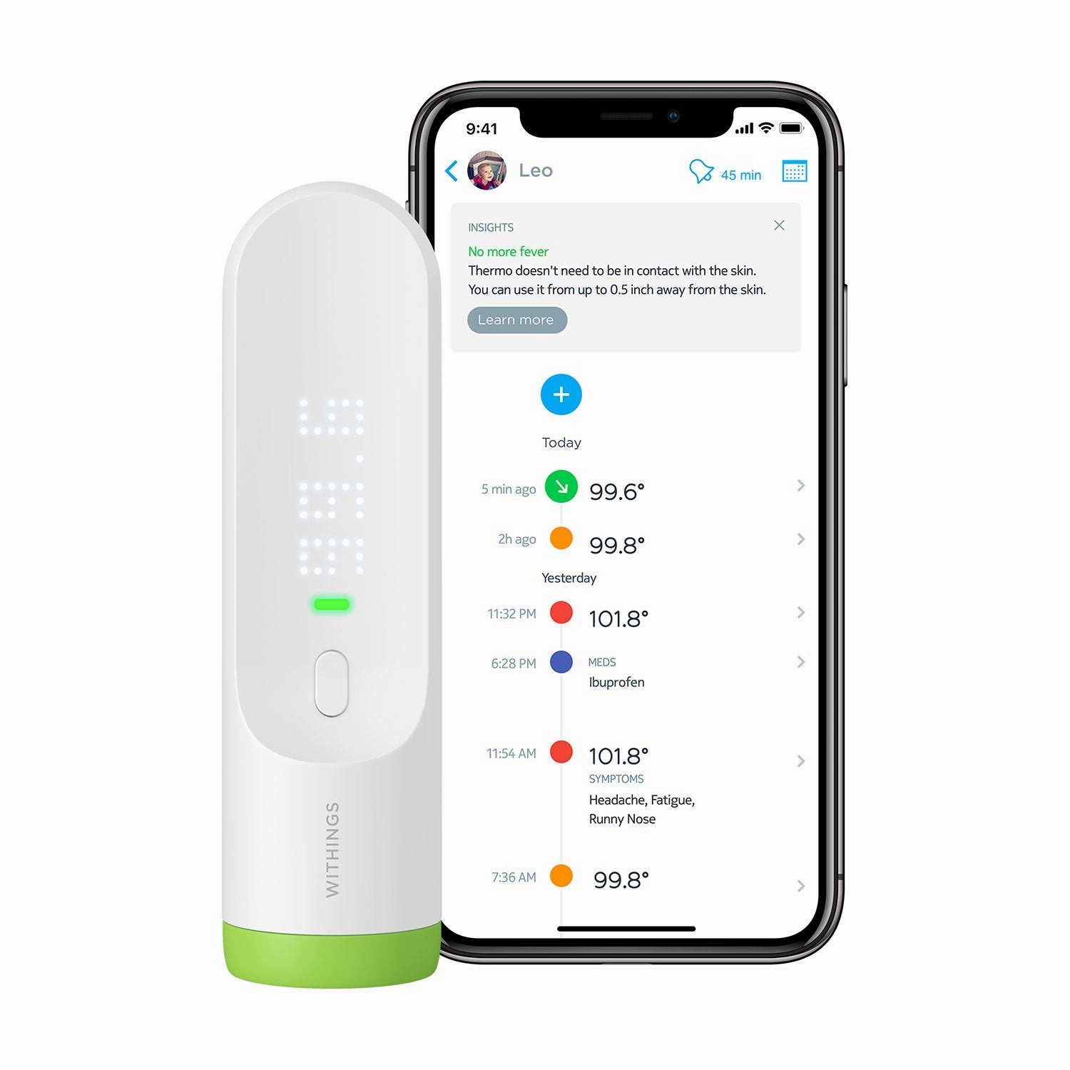 Withings Scy01-All-Inter Thermo Smart Non-Contact Digital Forehead Thermometer